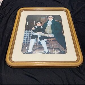 Charles Wysocki Father And Son Framed Folk Art Colonial 26 1/4” long 22 1/4” wid